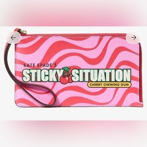 Kate Spade Pink and Red NWT Wave Pattern Sticky Situation Wristlet